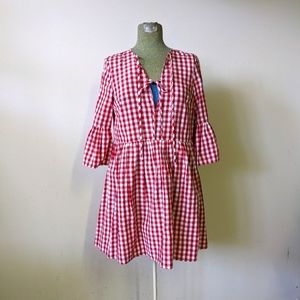 ASOS Red gingham check ruffle flounce mini dress